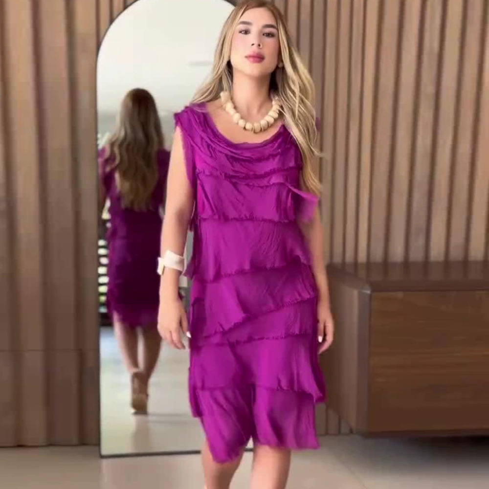 Forever 21 Summer Sleeveless Purple Fringe Loose Elegant Midi Dress